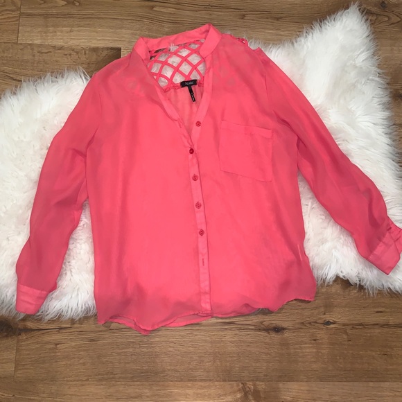 Roxy Pink Button Down Blouse - Picture 1 of 3